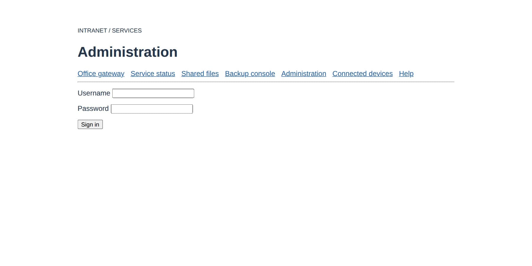 The running intranet web decoy with navigation to internal pages